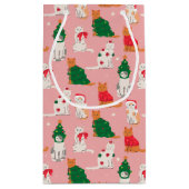 Weihnachtskatzen in festem Muster Kleine Geschenktüte (Rückseite)