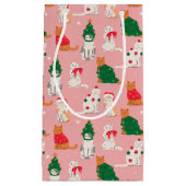 Weihnachtskatzen in festem Muster Kleine Geschenktüte (Vorderseite)