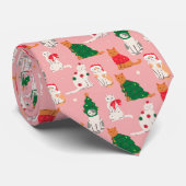 Weihnachtskatzen in festem Muster Krawatte (Gerollt)