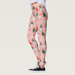 Weihnachtskatzen in festem Muster Leggings