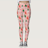 Weihnachtskatzen in festem Muster Leggings (Vorderseite)