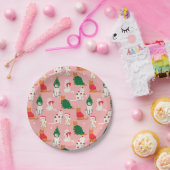 Weihnachtskatzen in festem Muster Pappteller (Party)