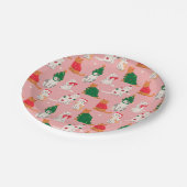 Weihnachtskatzen in festem Muster Pappteller (Schrägansicht)