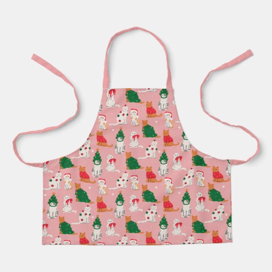 Weihnachtskatzen in festem Muster Schürze (Vorderseite)