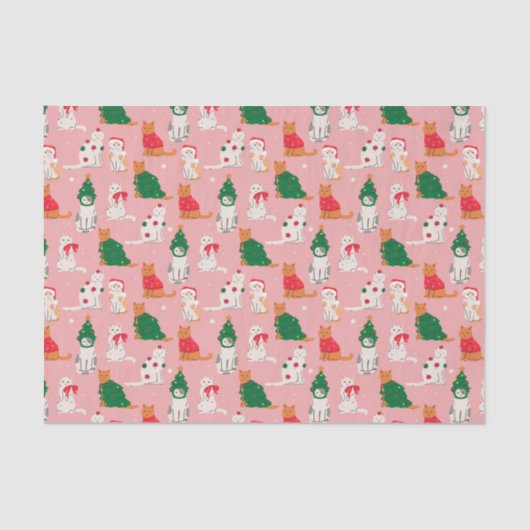 Weihnachtskatzen in festem Muster Seidenpapier (Vorderseite)