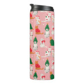Weihnachtskatzen in festem Muster Thermosbecher (Nach rechts gedreht)