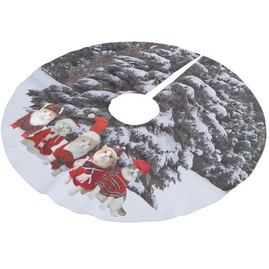 Weihnachtskatzen-/-Kätzchen-Baum-Rock Polyester Weihnachtsbaumdecke (Schrägansicht)