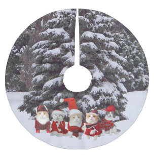 Weihnachtskatzen-/-Kätzchen-Baum-Rock Polyester Weihnachtsbaumdecke