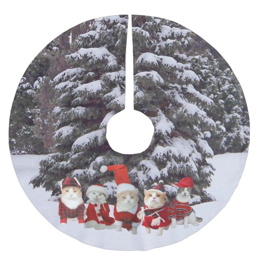 Weihnachtskatzen-/-Kätzchen-Baum-Rock Polyester Weihnachtsbaumdecke (Vorderseite)