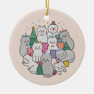 Weihnachtskatzen Keramik Ornament