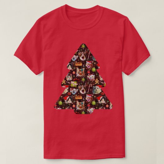 Weihnachtskatzen-Köpfe Raum-im lustigen T-Shirt (Design vorne)