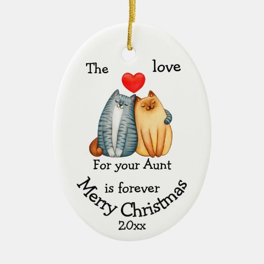 Weihnachtskatzen-Liebe für Ihr Tante-Angebot Keramik Ornament (Vorne)