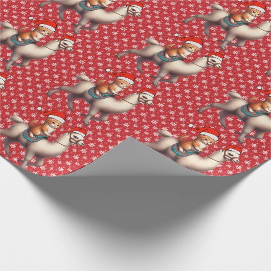 Weihnachtskatzen - Llama, Xmas Llama und Kitten Geschenkpapier (Ecke)