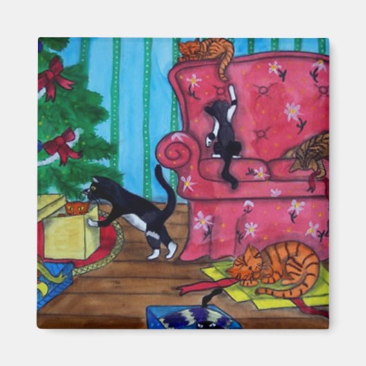 Weihnachtskatzen Magnet (Vorne)
