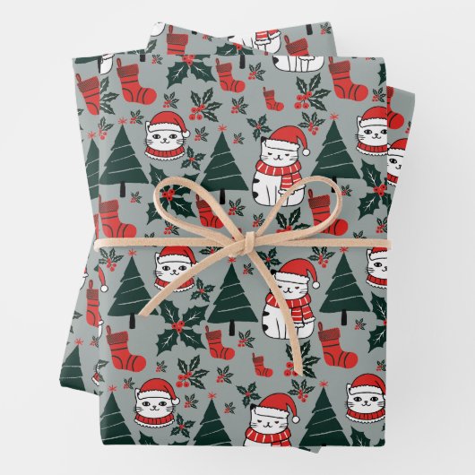Weihnachtskatzen mit heiliger Pflanze Geschenkpapier Set (Beispiel)