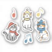Weihnachtskatzen mit Musiknoten Aufkleber (Vorderseite)