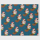 Weihnachtskatzen mit Strumpf und Weihnachtsmannmüt Geschenkpapier (Flach)