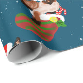 Weihnachtskatzen mit Strumpf und Weihnachtsmannmüt Geschenkpapier (Rolleneckpunkt)