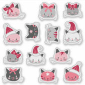 Weihnachtskatzen mit Weihnachtsmannmützen Aufkleber (Vorderseite)