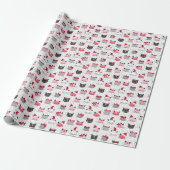 Weihnachtskatzen mit Weihnachtsmannmützen Geschenkpapier (Ungerollt)