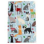 Weihnachtskatzen Mittlere Geschenktasche Geschenktüte (Rückseite)