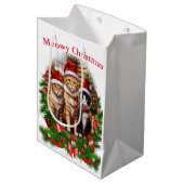 Weihnachtskatzen Mittlere Geschenktüte (Vorderseite Schrägansicht)