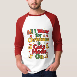 Weihnachtskatzen-Modus An Süßes Weihnachtskatzen-D T-Shirt