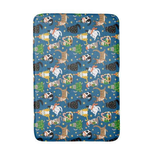 Weihnachtskatzen Muster Badematte (Vorderseite Vertikal)