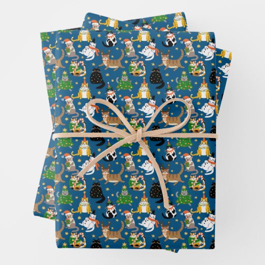 Weihnachtskatzen Muster Geschenkpapier Set (Beispiel)