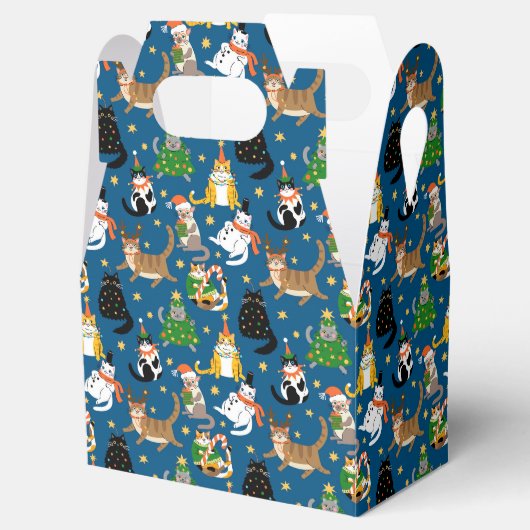 Weihnachtskatzen Muster Geschenkschachtel (Geöffnet)