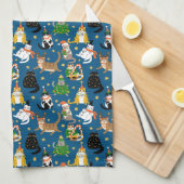 Weihnachtskatzen Muster Geschirrtuch (Viertel Falte)