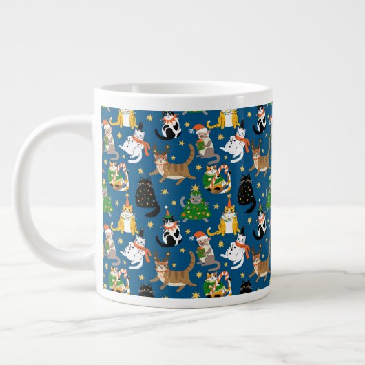 Weihnachtskatzen Muster Jumbo-Tasse (Links)
