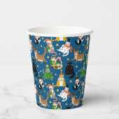 Weihnachtskatzen Muster Pappbecher (Rückseite)