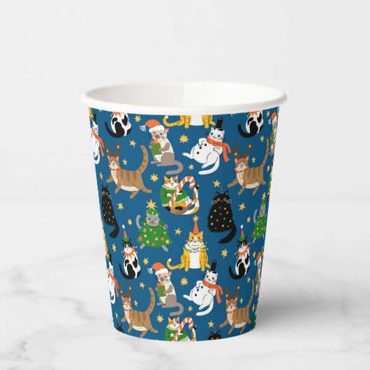 Weihnachtskatzen Muster Pappbecher (Links)