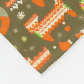 Weihnachtskatzen Muster Retro Farben Fleecedecke (Ecke)