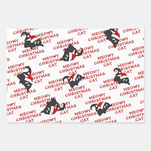 Weihnachtskatzen Muster rot und grüne Paare Print Geschenkpapier Set (Vorderseite)
