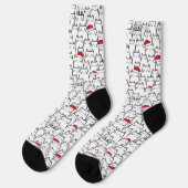 Weihnachtskatzen-Muster Socken (Linkes Detail)
