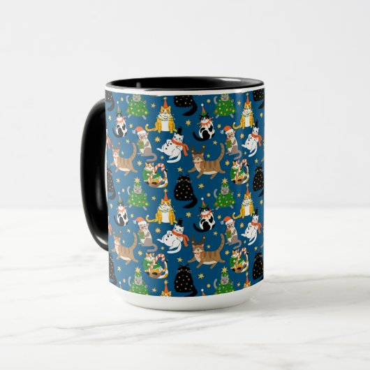 Weihnachtskatzen Muster Tasse (Vorderseite Links)