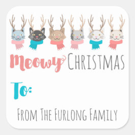 Weihnachtskatzen nach und nach quadratischer aufkleber