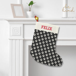 Weihnachtskatzen-Namen-Schwarz-Tatzen-Druck Kleiner Weihnachtsstrumpf