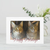 Weihnachtskatzen Niedlich Feiertagskarte (Stehend Vorderseite)