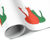 Weihnachtskatzen Niedliche Kätzchen Rot Grün Geschenkpapier (Rolleneckpunkt)