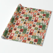Weihnachtskatzen-Patchwork Geschenkpapier (Ungerollt)