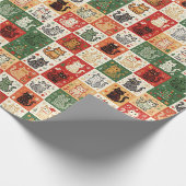 Weihnachtskatzen-Patchwork Geschenkpapier (Ecke)