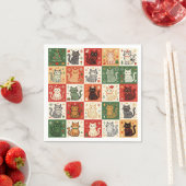 Weihnachtskatzen-Patchwork-Stoff Serviette (Beispiel)