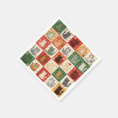 Weihnachtskatzen-Patchwork-Stoff Serviette (Ecke)