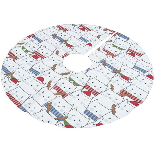 Weihnachtskatzen Polyester Weihnachtsbaumdecke (Schrägansicht)