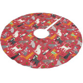 Weihnachtskatzen Polyester Weihnachtsbaumdecke (Schrägansicht)