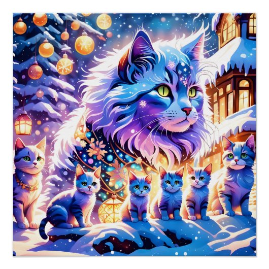 Weihnachtskatzen Poster (Vorderseite)