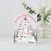 Weihnachtskatzen Postkarte (Stehend Vorderseite)